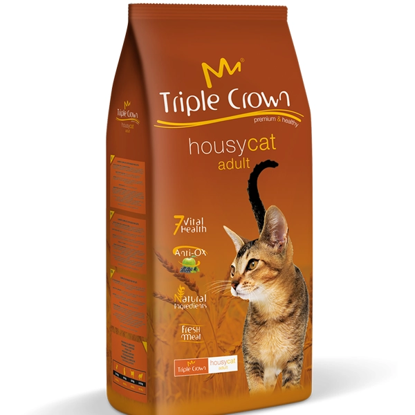 خوراک گربه بالغ(بالای 1سال) Housy Cat تریپل کراون با طعم مرغ و برنج 2 کیلوگرم