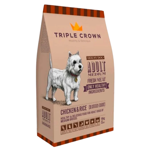 خوراک سگ بالغ همه نژادها Housy تریپل کراون با طعم مرغ و برنج 3 کیلوگرم