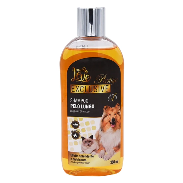 شامپو برای موهای بلند مخصوص سگ و گربه برند مای لاو 250 میل (پک 6 عددی)